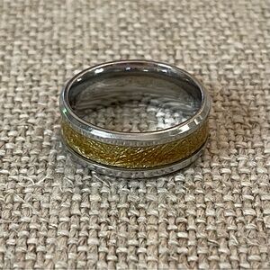 Adonis Crushed Amber Inlaid Silver Band